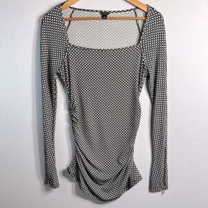 Ann Taylor Fitted Square Neck Top with zippered cuffs size S